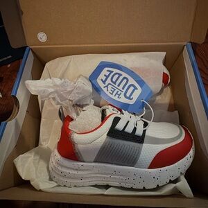 Hey Dude Kids Red and White Sneakers